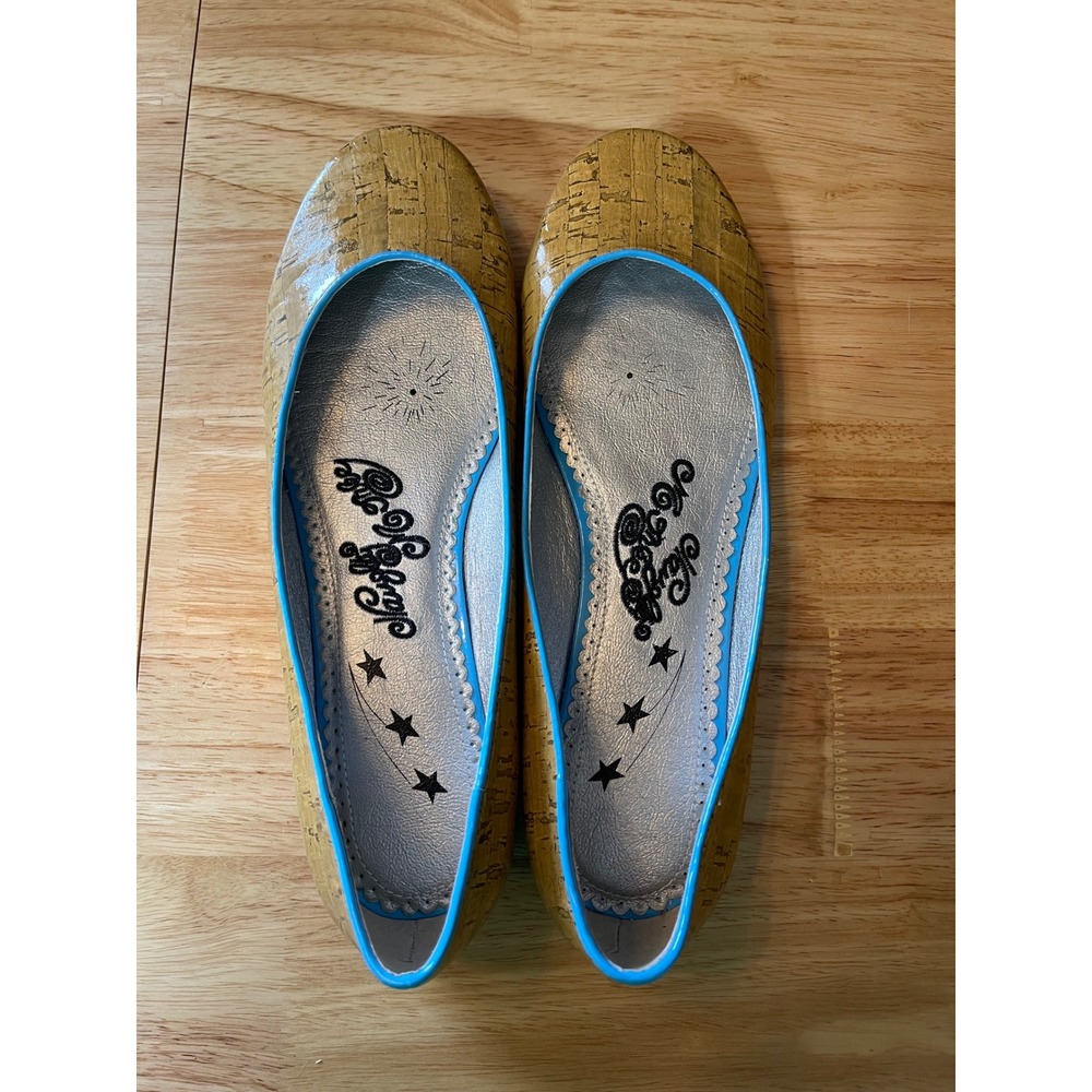 Naughty Monkey Womens Cork Ballet Flats Turquoise Trim Tan NMW713-106 Size 10 - Picture 3 of 7